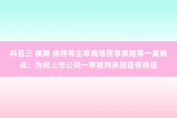 科目三 裸舞 徐翔等主宰商场民事索赔第一案焦点：为何上市公司一审被判承担连带株连