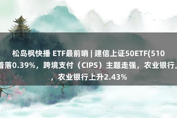 松岛枫快播 ETF最前哨 | 建信上证50ETF(510800)早盘着落0.39%，跨境支付（CIPS）主题走强，农业银行上升2.43%