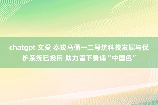 chatgpt 文爱 秦戎马俑一二号坑科技发掘与保护系统已投用 助力留下秦俑“中国色”