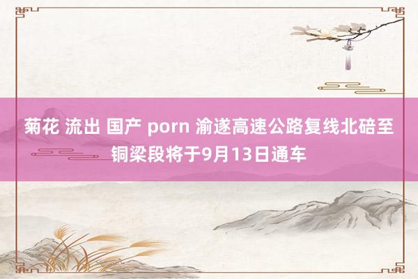 菊花 流出 国产 porn 渝遂高速公路复线北碚至铜梁段将于9月13日通车