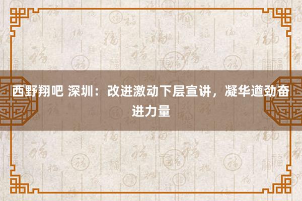 西野翔吧 深圳：改进激动下层宣讲，凝华遒劲奋进力量