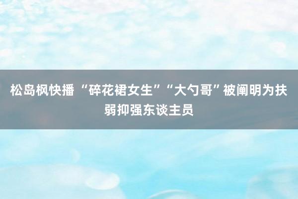 松岛枫快播 “碎花裙女生”“大勺哥”被阐明为扶弱抑强东谈主员