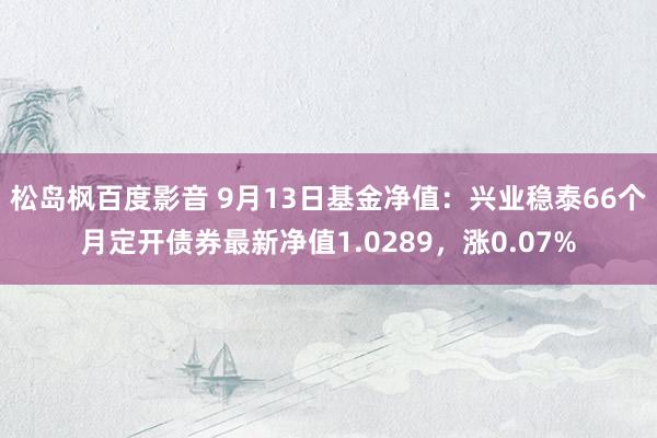 松岛枫百度影音 9月13日基金净值：兴业稳泰66个月定开债券最新净值1.0289，涨0.07%