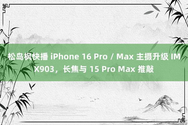 松岛枫快播 iPhone 16 Pro / Max 主摄升级 IMX903，长焦与 15 Pro Max 推敲