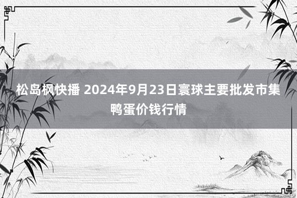 松岛枫快播 2024年9月23日寰球主要批发市集鸭蛋价钱行情