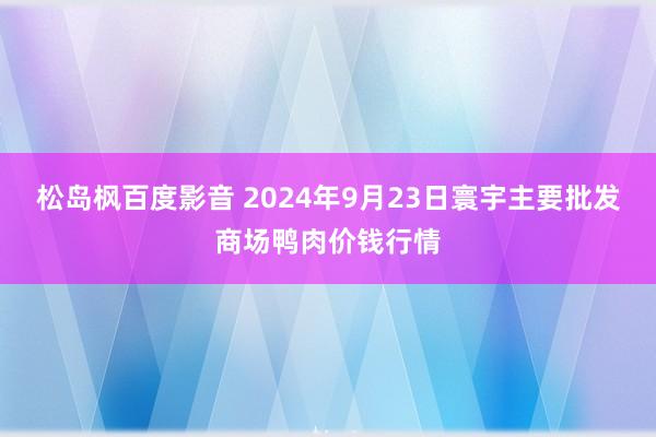 松岛枫百度影音 2024年9月23日寰宇主要批发商场鸭肉价钱行情