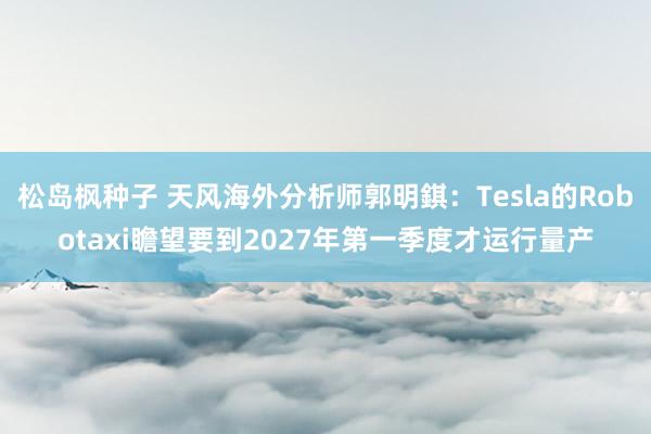 松岛枫种子 天风海外分析师郭明錤：Tesla的Robotaxi瞻望要到2027年第一季度才运行量产