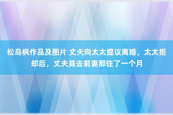 松岛枫作品及图片 丈夫向太太提议离婚，太太拒却后，丈夫竟去前妻那住了一个月