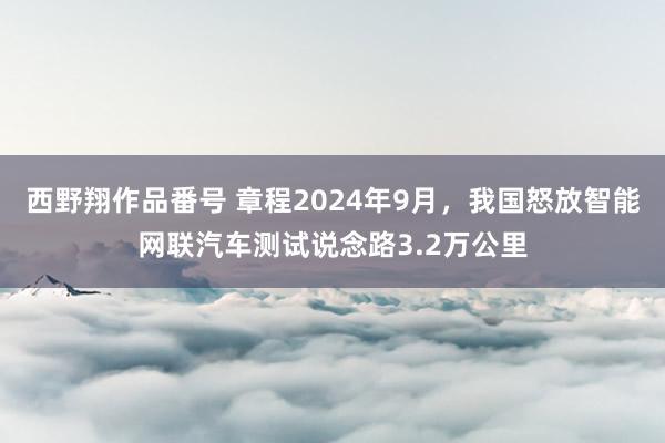 西野翔作品番号 章程2024年9月，我国怒放智能网联汽车测试说念路3.2万公里