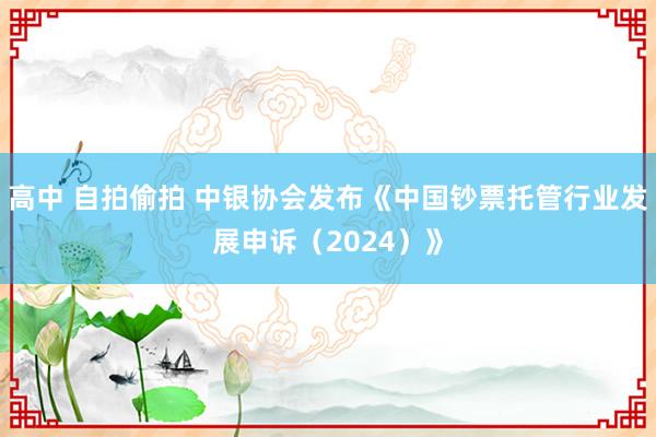 高中 自拍偷拍 中银协会发布《中国钞票托管行业发展申诉（2024）》