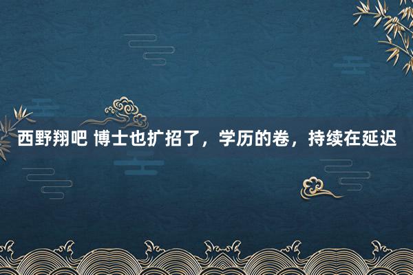 西野翔吧 博士也扩招了，学历的卷，持续在延迟