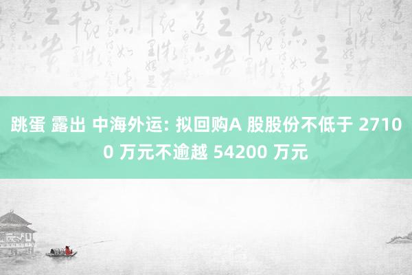 跳蛋 露出 中海外运: 拟回购A 股股份不低于 27100 万元不逾越 54200 万元