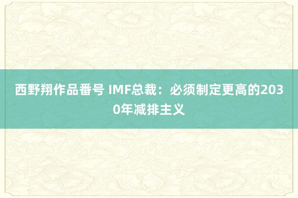 西野翔作品番号 IMF总裁：必须制定更高的2030年减排主义