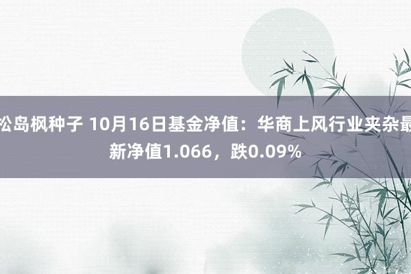 松岛枫种子 10月16日基金净值：华商上风行业夹杂最新净值1.066，跌0.09%