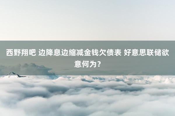 西野翔吧 边降息边缩减金钱欠债表 好意思联储欲意何为？