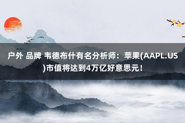 户外 品牌 韦德布什有名分析师：苹果(AAPL.US)市值将达到4万亿好意思元！