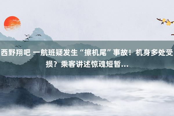 西野翔吧 一航班疑发生“擦机尾”事故！机身多处受损？乘客讲述惊魂短暂...