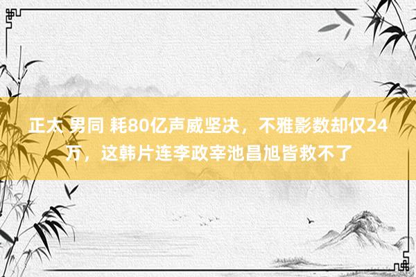 正太 男同 耗80亿声威坚决，不雅影数却仅24万，这韩片连李政宰池昌旭皆救不了