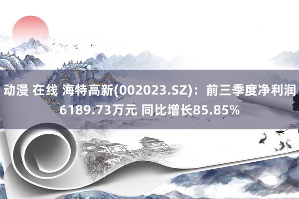 动漫 在线 海特高新(002023.SZ)：前三季度净利润6189.73万元 同比增长85.85%