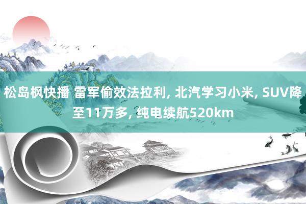 松岛枫快播 雷军偷效法拉利， 北汽学习小米， SUV降至11万多， 纯电续航520km