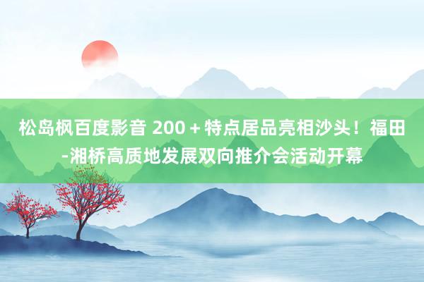 松岛枫百度影音 200＋特点居品亮相沙头！福田-湘桥高质地发展双向推介会活动开幕