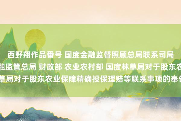 西野翔作品番号 国度金融监督照顾总局联系司局负责东说念主就《金融监管总局 财政部 农业农村部 国度林草局对于股东农业保障精确投保理赔等联系事项的奉告》答记者问