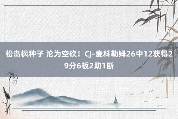 松岛枫种子 沦为空砍！CJ-麦科勒姆26中12获得29分6板2助1断