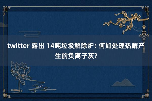 twitter 露出 14吨垃圾解除炉: 何如处理热解产生的负离子灰?