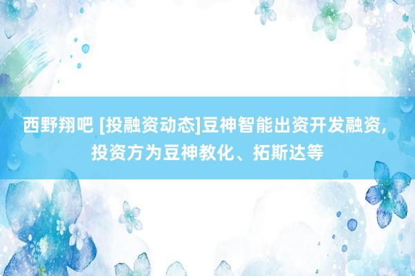 西野翔吧 [投融资动态]豆神智能出资开发融资， 投资方为豆神教化、拓斯达等