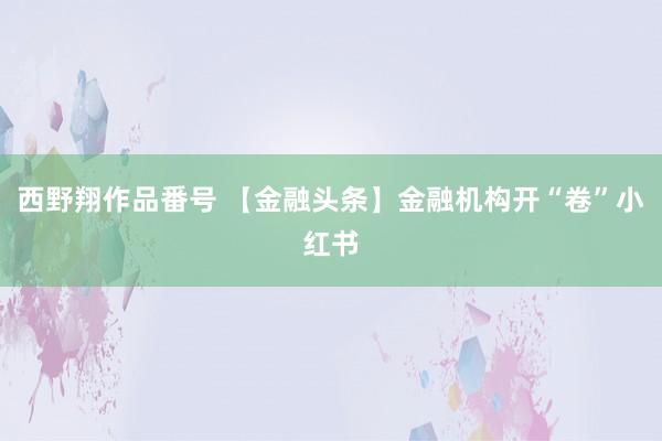 西野翔作品番号 【金融头条】金融机构开“卷”小红书