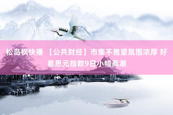 松岛枫快播 【公共财经】市集不雅望氛围浓厚 好意思元指数9日小幅高潮