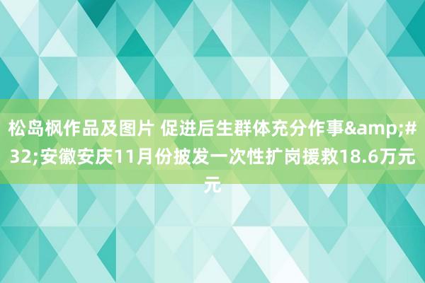 松岛枫作品及图片 促进后生群体充分作事&#32;安徽安庆11月份披发一次性扩岗援救18.6万元