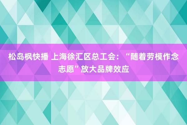 松岛枫快播 上海徐汇区总工会：“随着劳模作念志愿”放大品牌效应