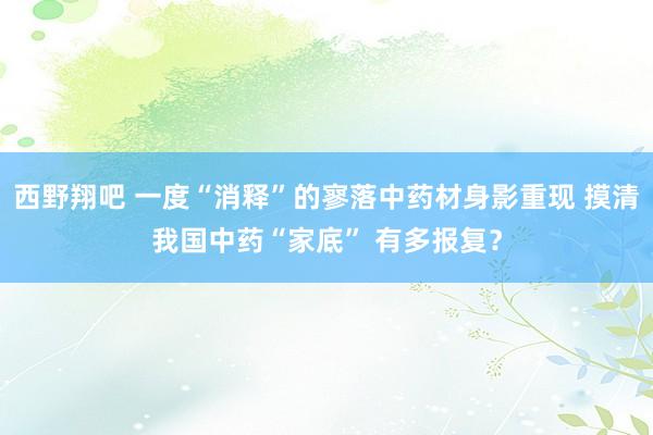 西野翔吧 一度“消释”的寥落中药材身影重现 摸清我国中药“家底” 有多报复？