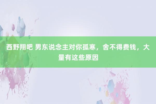 西野翔吧 男东说念主对你孤寒，舍不得费钱，大量有这些原因