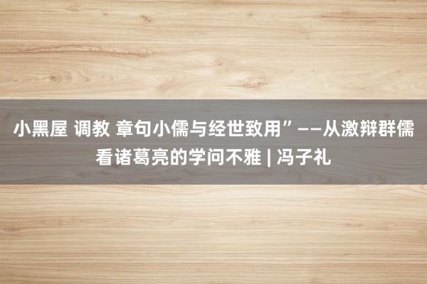 小黑屋 调教 章句小儒与经世致用”——从激辩群儒看诸葛亮的学问不雅 | 冯子礼