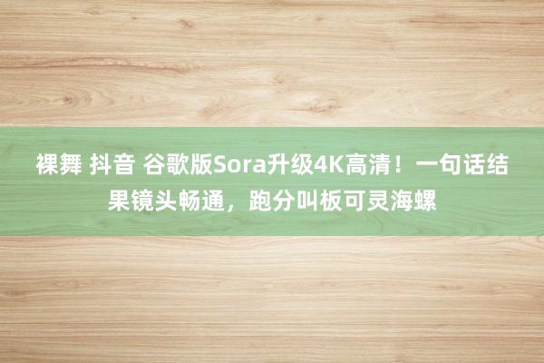 裸舞 抖音 谷歌版Sora升级4K高清！一句话结果镜头畅通，跑分叫板可灵海螺