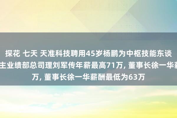 探花 七天 天准科技聘用45岁杨鹏为中枢技能东谈主员， 机器东谈主业绩部总司理刘军传年薪最高71万， 董事长徐一华薪酬最低为63万