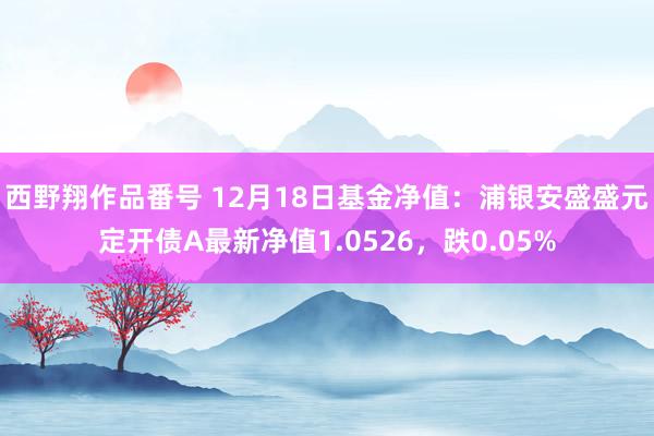 西野翔作品番号 12月18日基金净值：浦银安盛盛元定开债A最新净值1.0526，跌0.05%