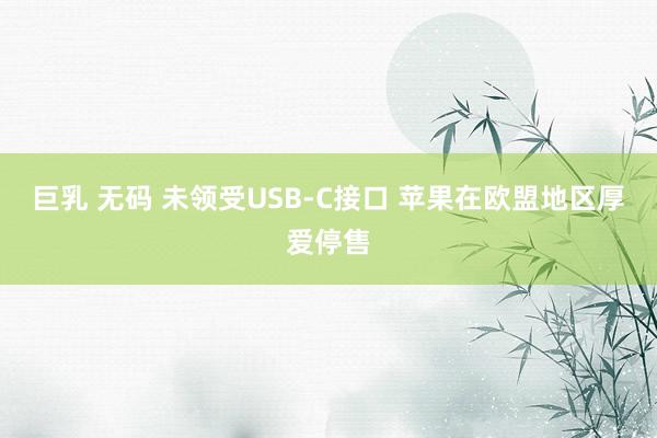 巨乳 无码 未领受USB-C接口 苹果在欧盟地区厚爱停售