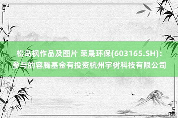 松岛枫作品及图片 荣晟环保(603165.SH)：参与的容腾基金有投资杭州宇树科技有限公司