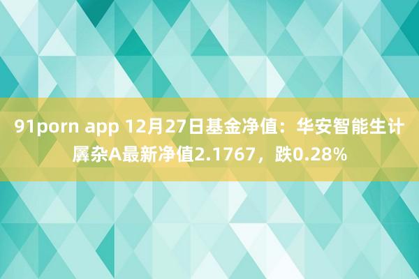 91porn app 12月27日基金净值：华安智能生计羼杂A最新净值2.1767，跌0.28%