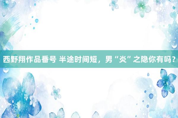 西野翔作品番号 半途时间短，男“炎”之隐你有吗？