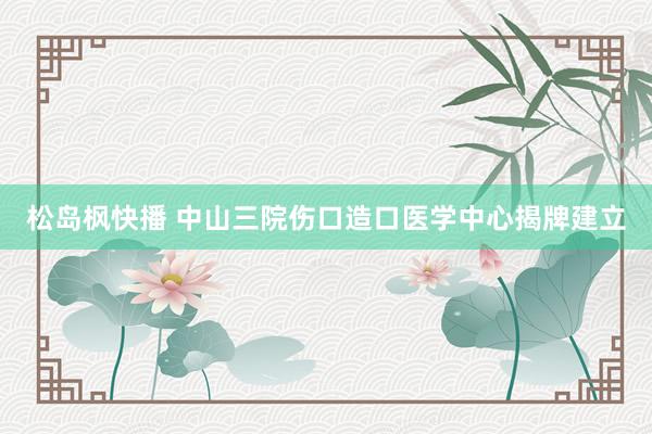 松岛枫快播 中山三院伤口造口医学中心揭牌建立