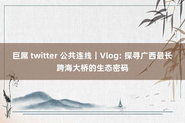 巨屌 twitter 公共连线｜Vlog: 探寻广西最长跨海大桥的生态密码