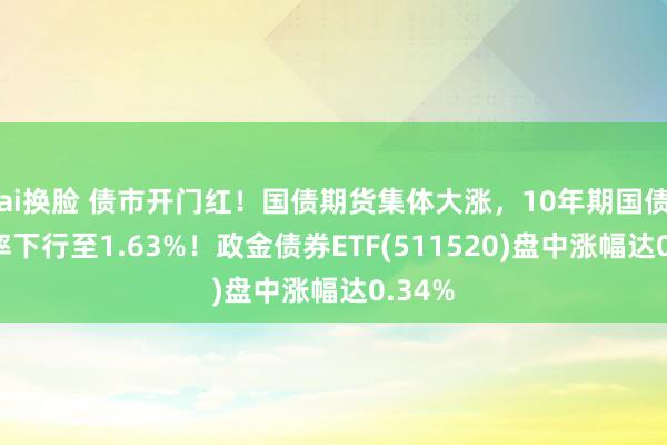 ai换脸 债市开门红！国债期货集体大涨，10年期国债收益率下行至1.63%！政金债券ETF(511520)盘中涨幅达0.34%