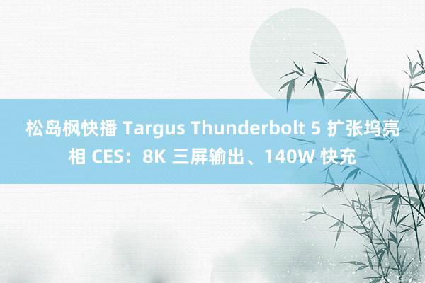 松岛枫快播 Targus Thunderbolt 5 扩张坞亮相 CES：8K 三屏输出、140W 快充