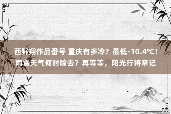 西野翔作品番号 重庆有多冷？最低-10.4℃！雨雪天气何时除去？再等等，阳光行将牵记