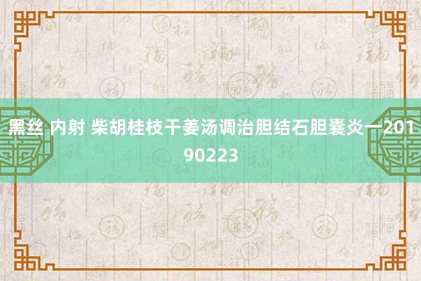 黑丝 内射 柴胡桂枝干姜汤调治胆结石胆囊炎一20190223