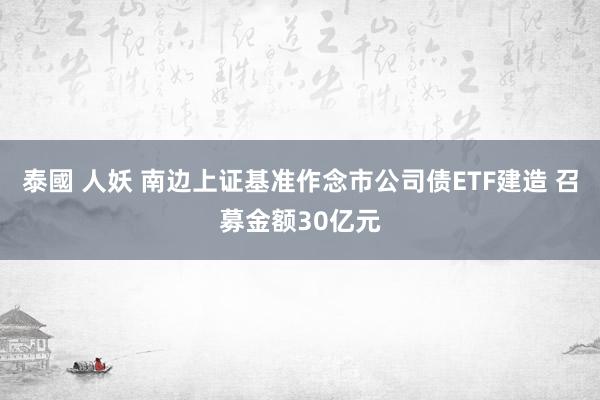 泰國 人妖 南边上证基准作念市公司债ETF建造 召募金额30亿元